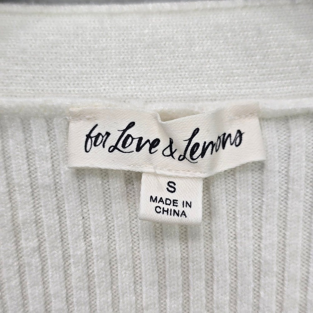 For Love & Lemons Ribbed Knit Nina Cardigan Sweater S Lace Trim Coquette Preppy - Picture 8 of 10
